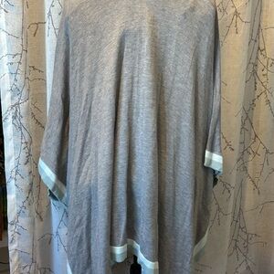 Chico's Gray Sweater Poncho with Mint Green Accents